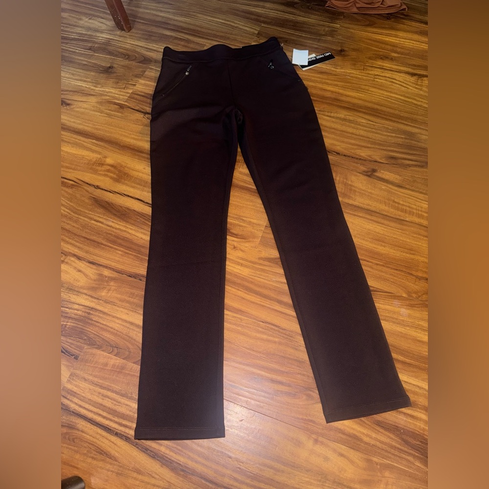 Carmen Marc Valvo Dark Brown Straight Leg Trousers